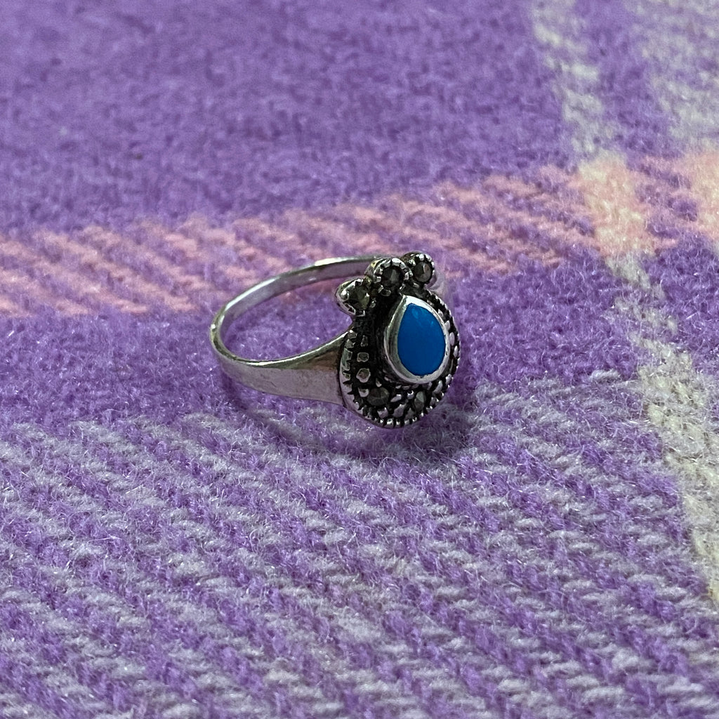 Vintage Turquoise Marcasite Ring