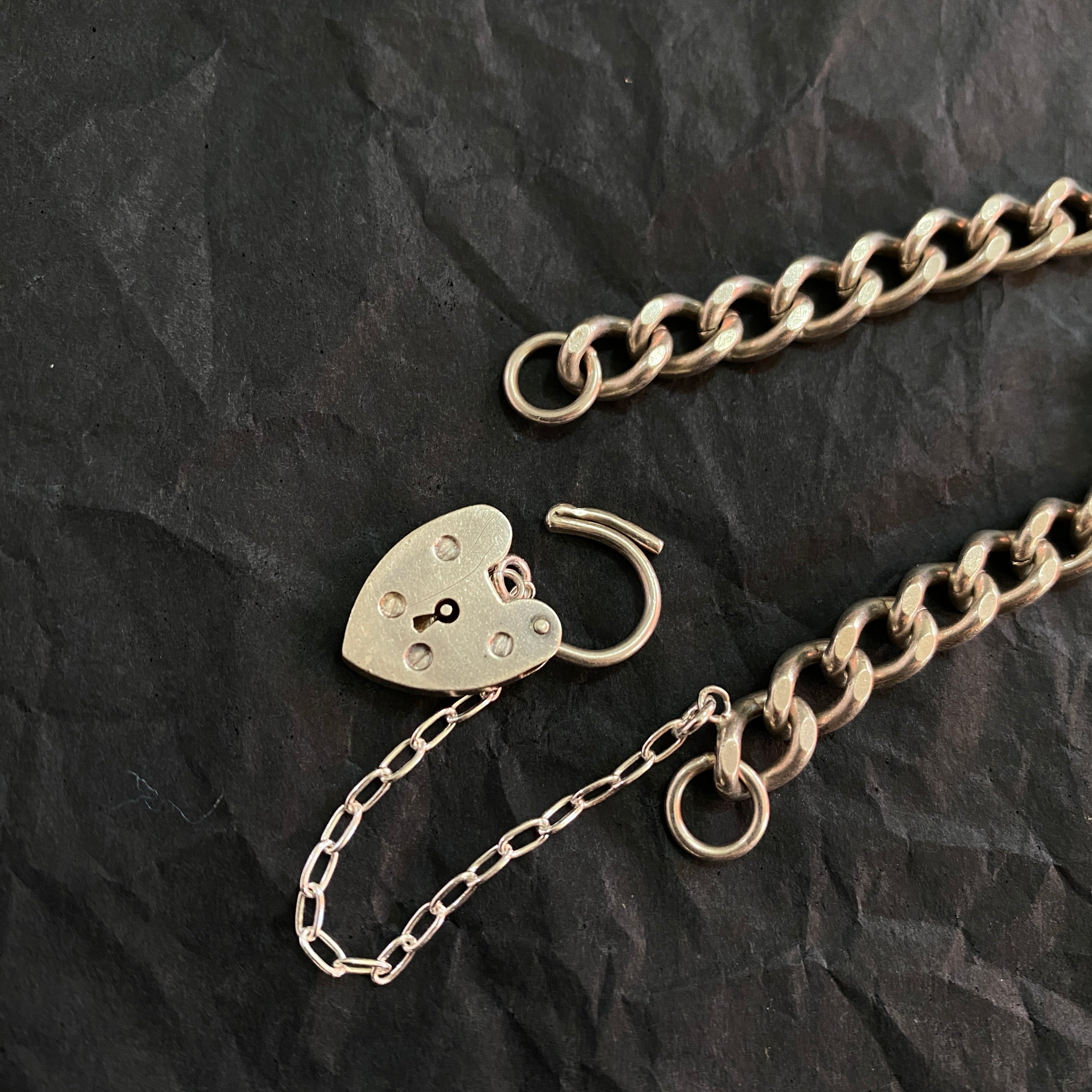 Vintage Thick Heart Padlock Bracelet