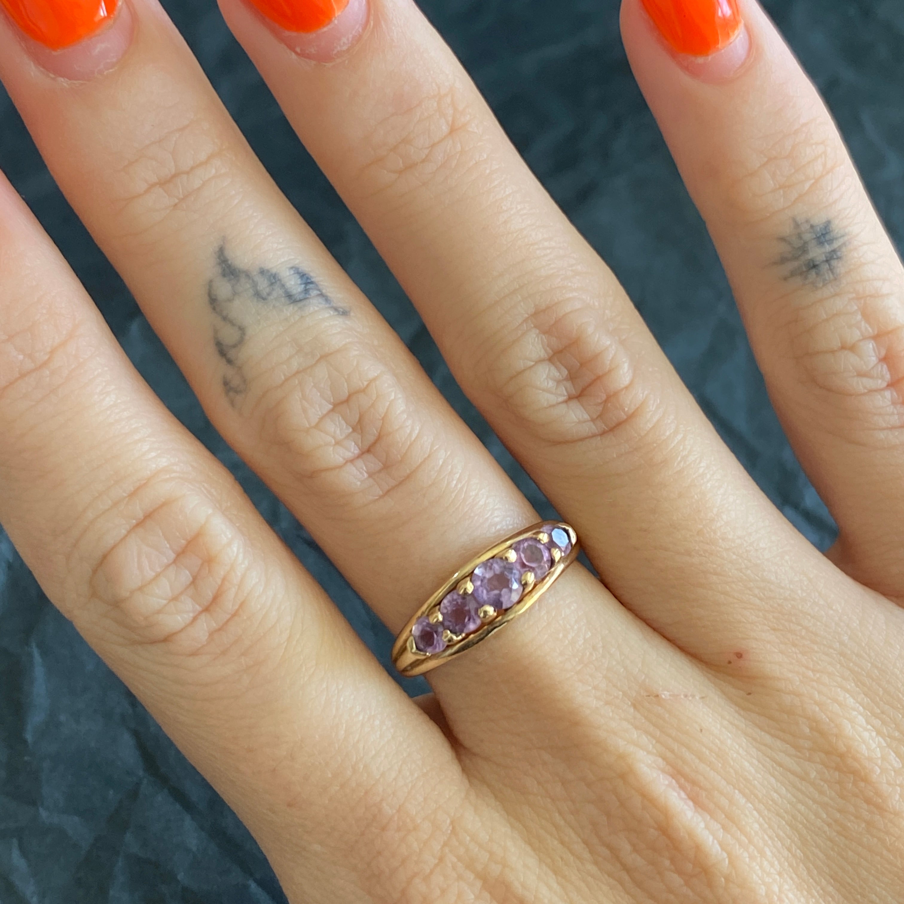 Vintage 9ct Gold Multiple Amethyst Ring