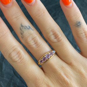 Vintage 9ct Gold Multiple Amethyst Ring