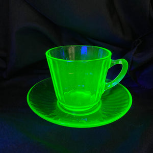 Uranium Glass Teacup & Saucer