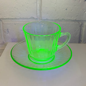 Uranium Glass Teacup & Saucer