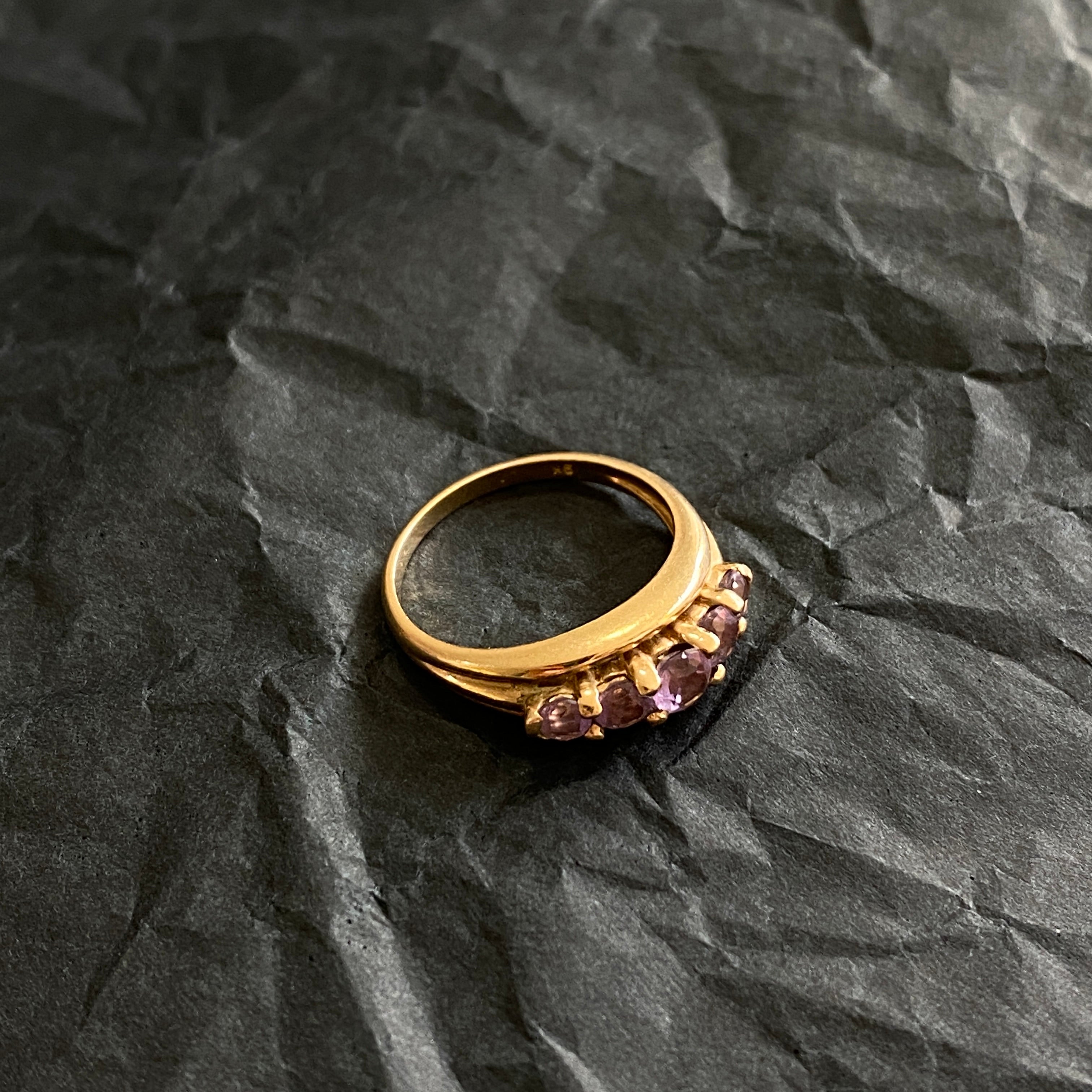 Vintage 9ct Gold Multiple Amethyst Ring