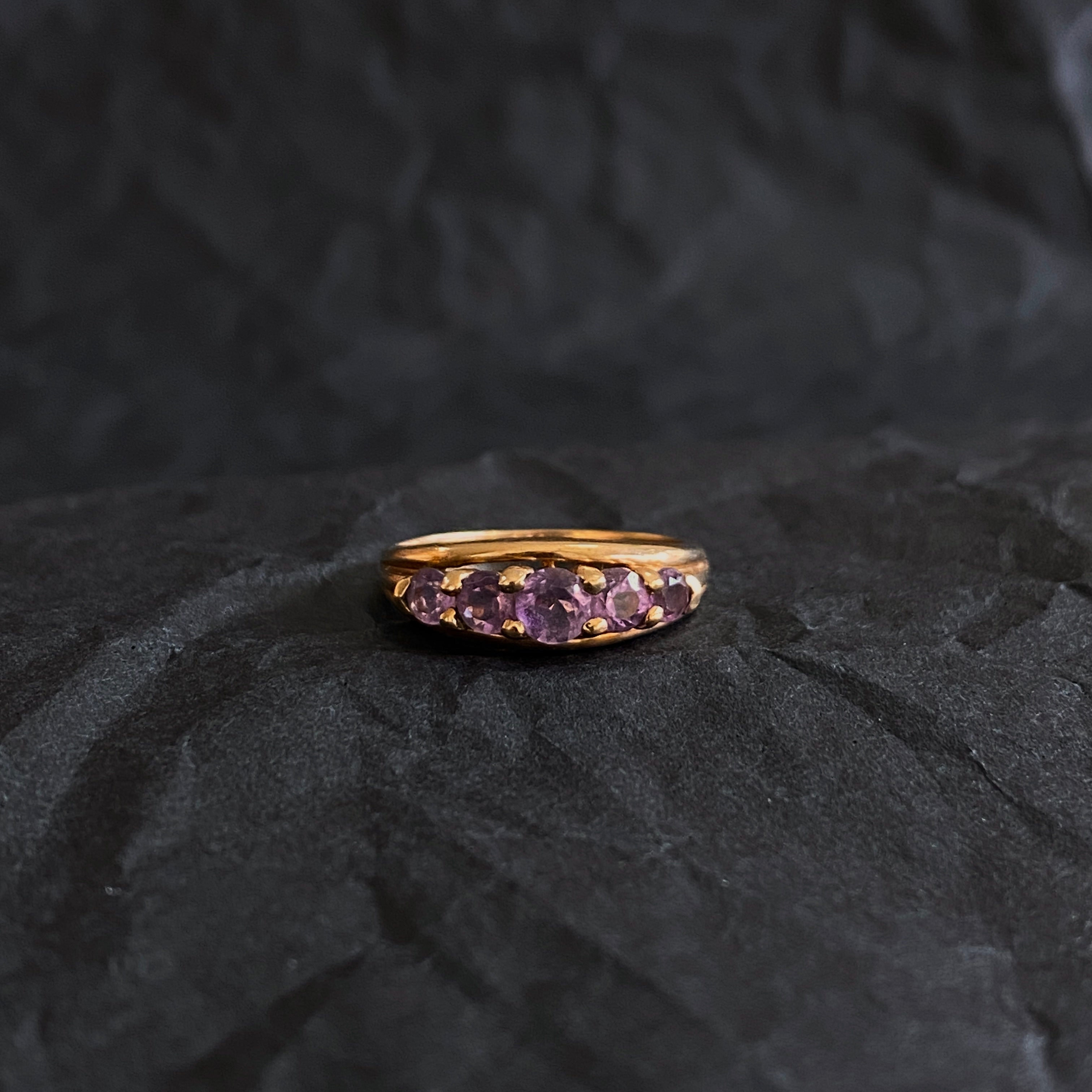 Vintage 9ct Gold Multiple Amethyst Ring