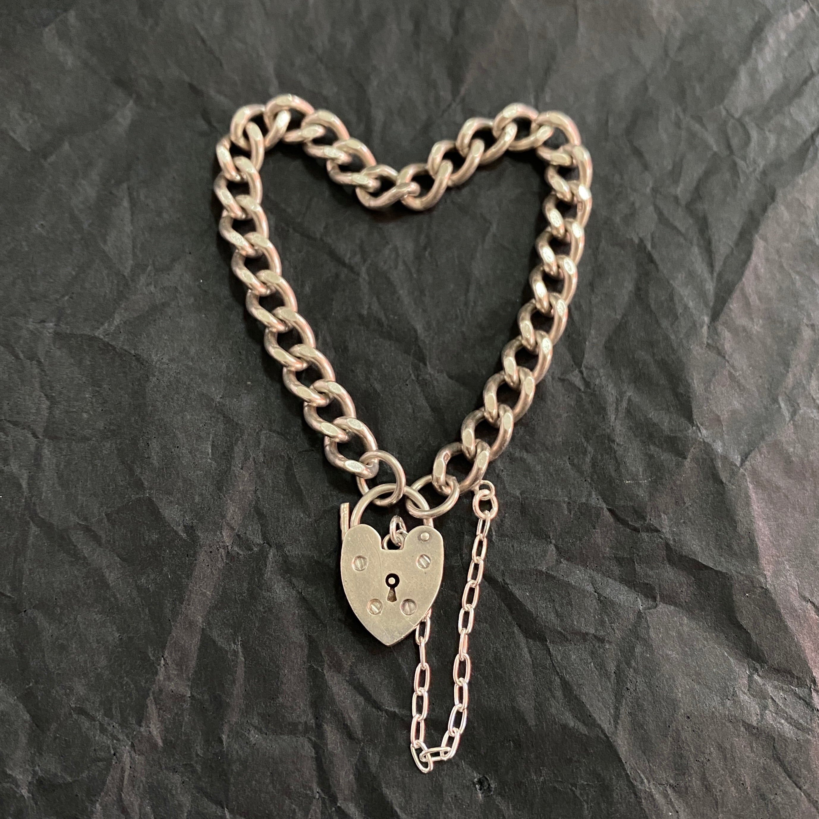 Vintage Thick Heart Padlock Bracelet