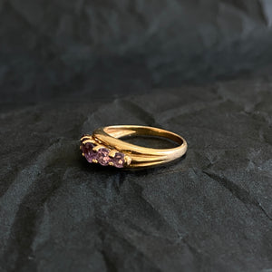 Vintage 9ct Gold Multiple Amethyst Ring