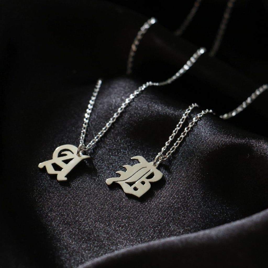 Old English Letter Necklace.