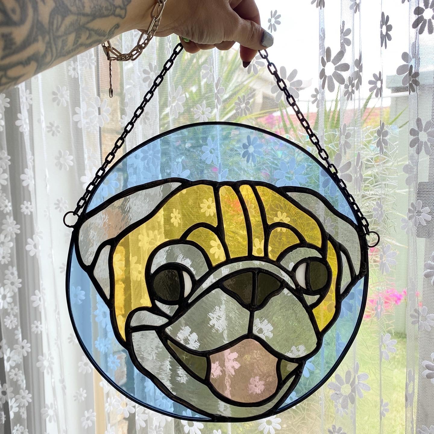 Custom Pet Portrait Stained Glass Panel