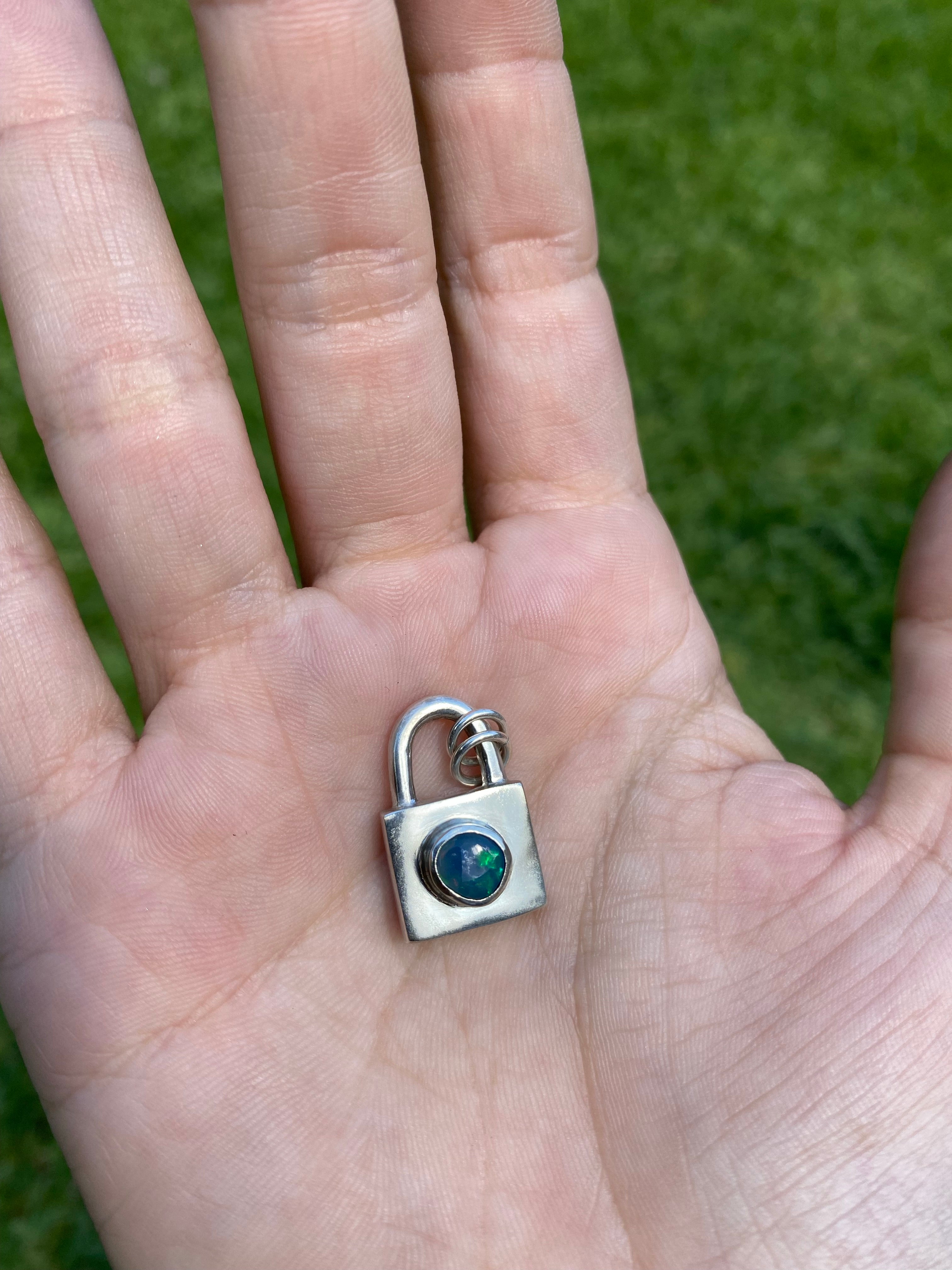 Small Opal Padlock Pendant.