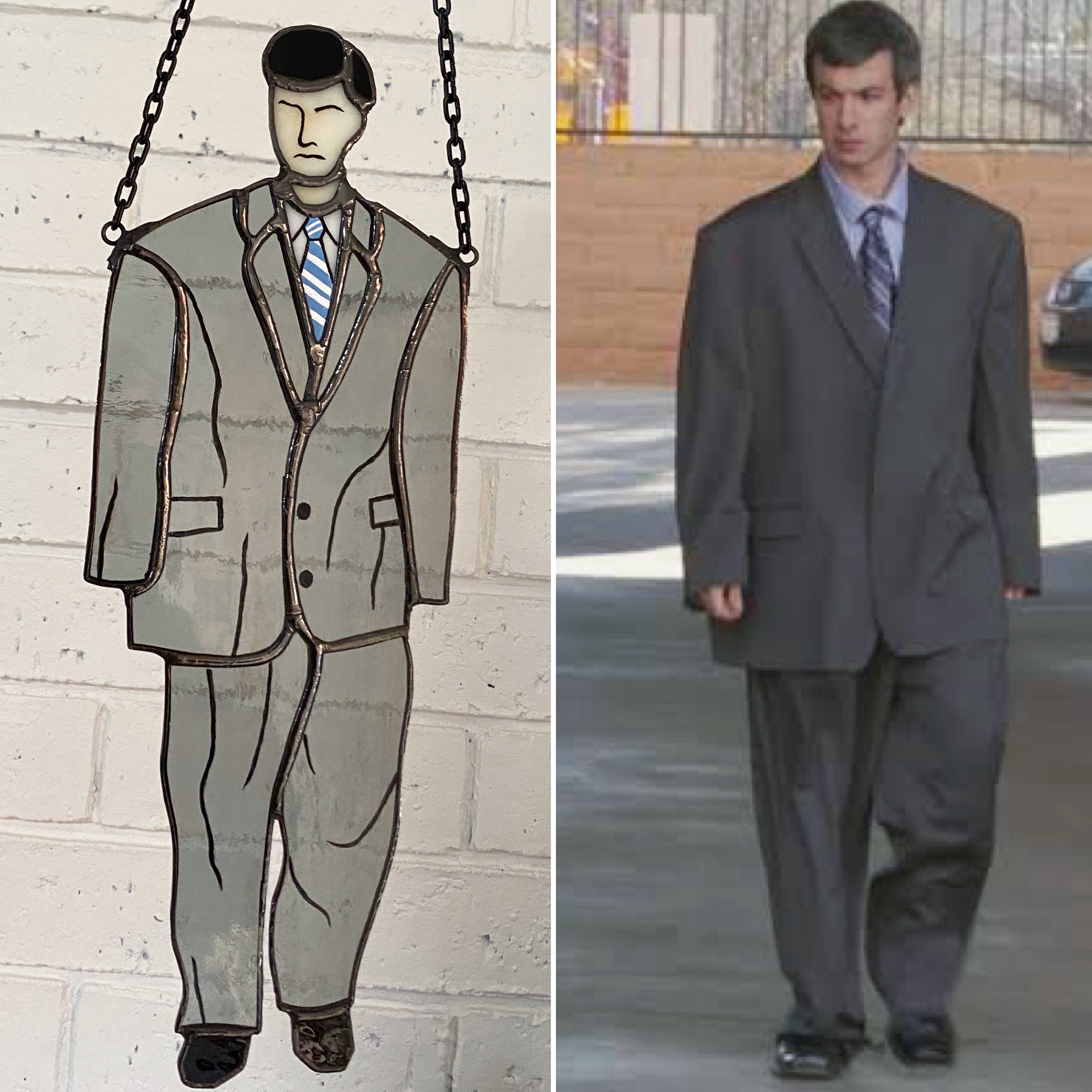 Nathan Fielder (in Big Suit) Stained Glass Panel.