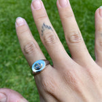 Small Oval Opal Signet Ring - Size Q (8.5US).